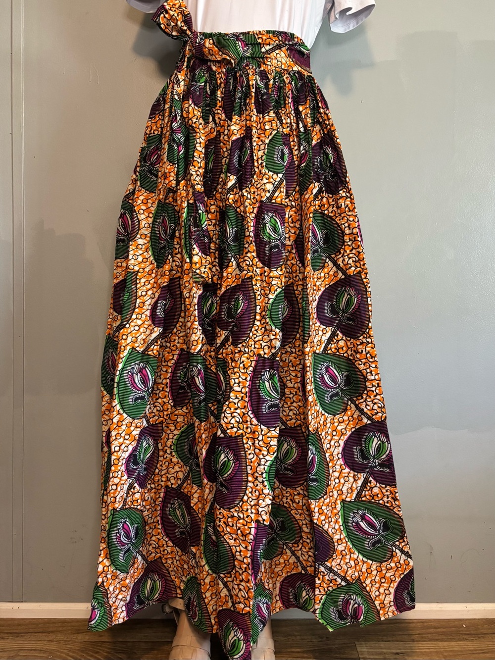 Advance Apparels Orange, Green & Purple African-Print Maxi Skirt